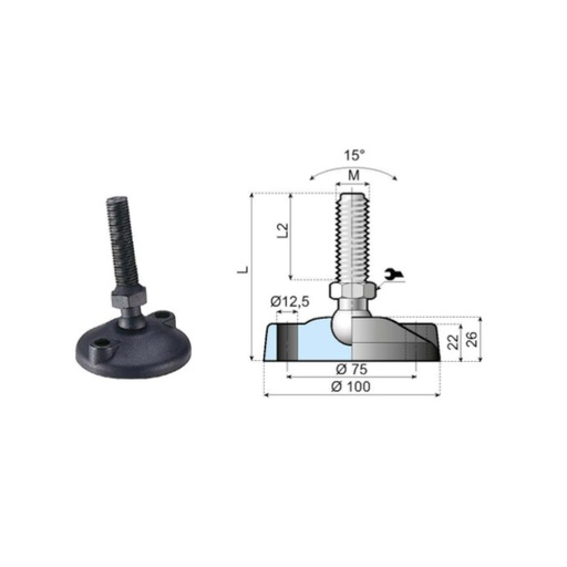 [P09-066-556] 171390 articulated foot LA100SH-02-PM16L150 System Plast (171390)