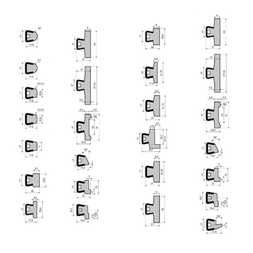 [P10-067-108] 190204L ślizg z profilem stożkowym VG-LGST-1.25-20 System Plast (190204L)