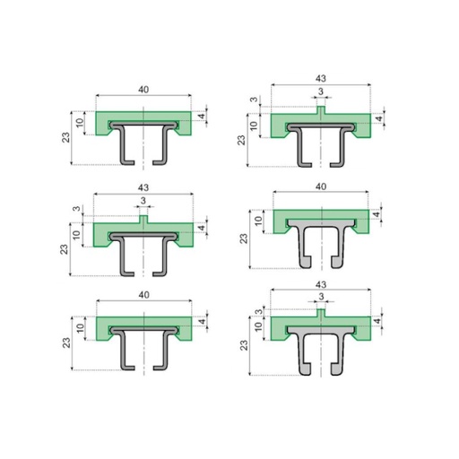 [P10-067-324] 19098AS slide guide with metal profile VG-AP330CM-SD-10 System Plast (19098AS)