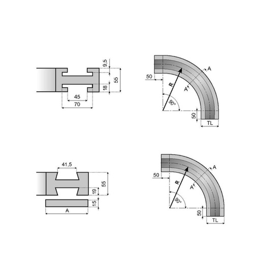 [P07-067-337] 19106 prowadnica łukowa VTC880T325R500T1D System Plast (19106)