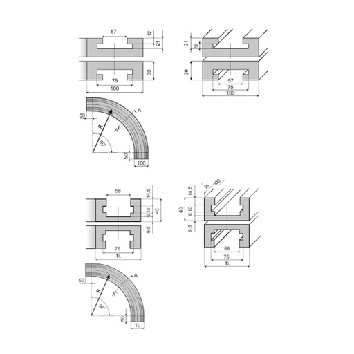 [P07-067-340] 19115 curve track VT1710CT375R250T1D System Plast (19115)