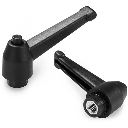 [B03-070-748] A562043.TM0401CIN clamping lever R43 M4 INOX-black Boteco (A562043.TM0401CIN)