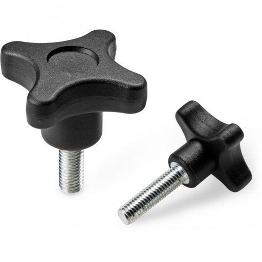 [B14-075-253] F18940.TM06X5001 handwheel with threaded stud D40 M6x50-black Boteco (F18940.TM06X5001)