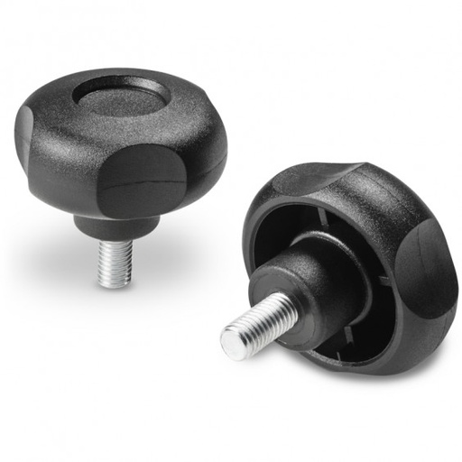 [B14-075-760] G73220.TM04X1001 handwheel with threaded stud 4L D20 M4x10 black Boteco (G73220.TM04x1001)