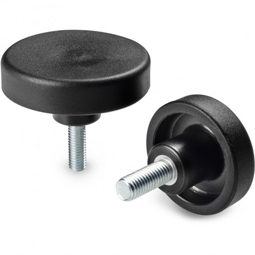 [B14-076-129] G79350.TM12X3001 cylindrical handwheel with threaded stud D50 M12x30 black Boteco (G79350.TM12X3001)