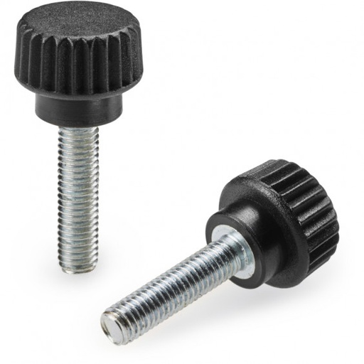 [B12-076-228] H75915.TM03X2401 Black knurled knob D15 M3x24 with hub Boteco (H75915.TM03X2401)