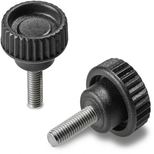 [B12-076-294] H76615.TM05X1501CIN Black knurled knob D15 M5x15 Aisi303 Boteco (H76615.TM05X1501CIN)