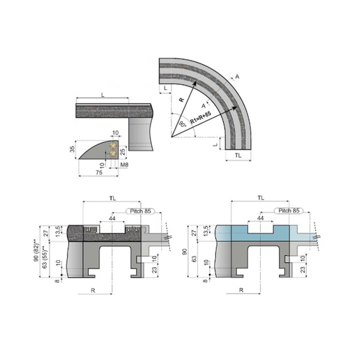 [P08-077-131] KMD903001A prowadnica magnetyczna KMD90-30-01A System Plast (KMD903001A)